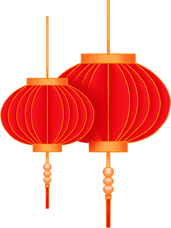 高清红色双灯笼设计素材